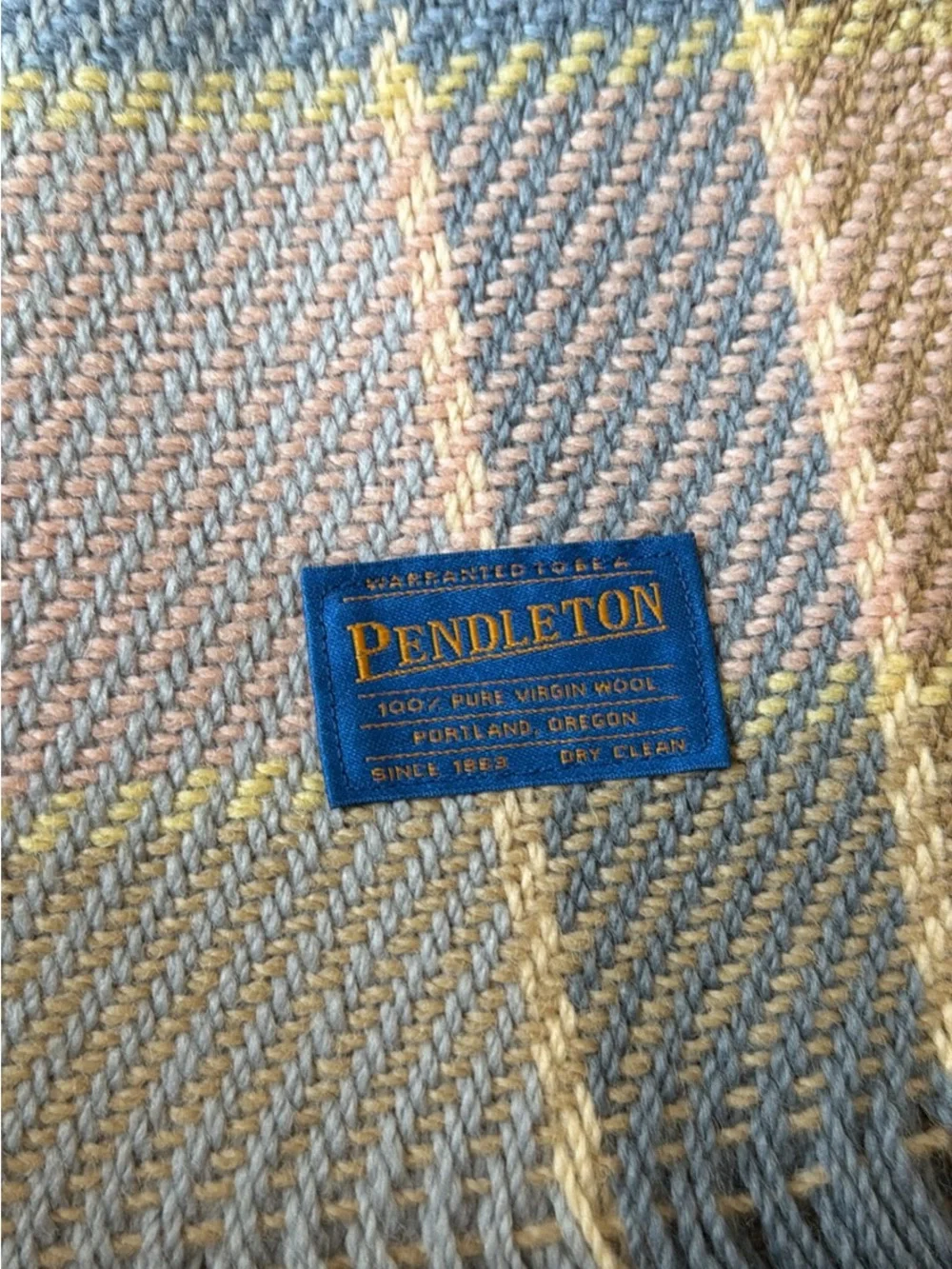 Vintage Pendleton pastel plaid throw blanket Wool